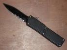 Lightning Black Handle D/A Black Double Blade Serrated Automatic Knife