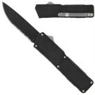 Lightning Black OTF Automatic Knife Black Serrated Blade