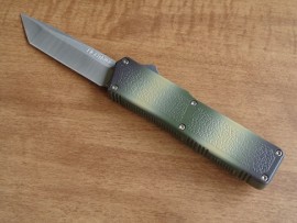 Lightning Camo D/A OTF Automatic Knife Satin Tanto