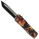 Lightning Model 3 Flames D/A OTF Automatic Knife Two Tone Tanto