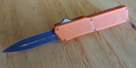 Lightning Orange D/A OTF Automatic Knife Two Tone Dagger Serrated