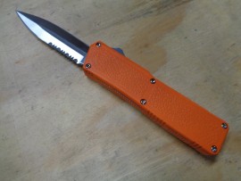 Lightning Orange D/A OTF Automatic Knife Satin Dagger Serrated