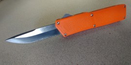 Lightning Orange D/A OTF Automatic Knife Two Tone Drop Serrated
