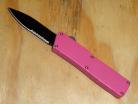 Lightning Pink D/A OTF Automatic Knife Black Dagger Serrated