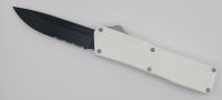 Lightning Supreme White D/A OTF Automatic Knife Drop Point Black Serrated
