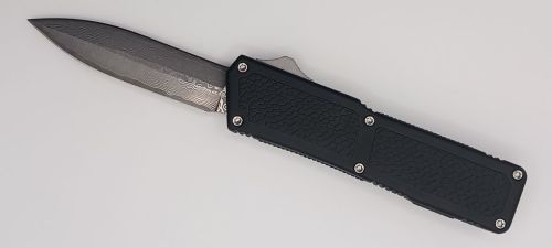 Lightning Supreme Black D/A OTF Automatic Knife Damascus Dagger Point