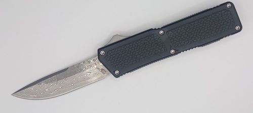 Lightning Supreme Black D/A OTF Automatic Knife Damascus Drop Point