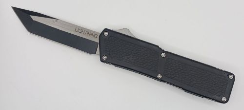 Lightning Supreme Black D/A OTF Automatic Knife Tanto Point Two Tone Plain