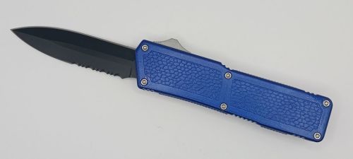 Lightning Supreme Blue D/A OTF Automatic Knife Dagger Point Black Serrated