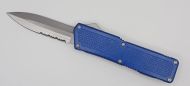 Lightning Supreme Blue D/A OTF Automatic Knife Dagger Point Satin Serrated