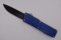 Lightning Supreme Blue D/A OTF Automatic Knife Drop Point Black Plain