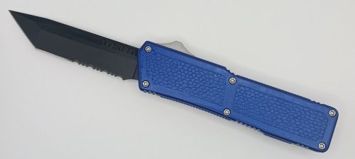 Lightning Supreme Blue D/A OTF Automatic Knife Tanto Point Black Serrated