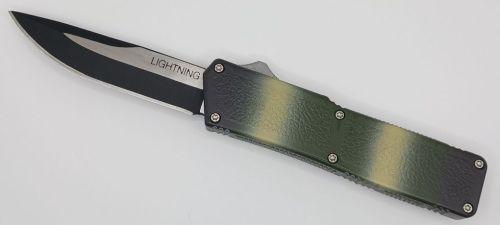 Lightning Supreme Camouflage D/A OTF Automatic Knife Drop Point Two Tone Plain