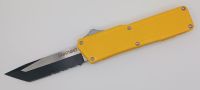 Lightning Supreme Yellow D/A OTF Automatic Knife Tanto Two Tone Serrated