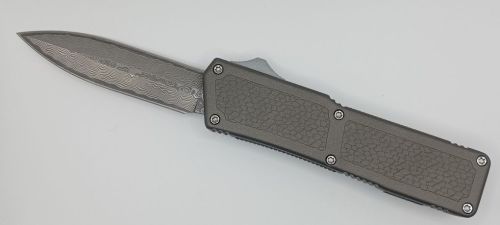 Lightning Supreme Gray D/A OTF Automatic Knife Dagger Point Damascus Plain