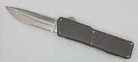Lightning Supreme Gray D/A OTF Automatic Knife Drop Point Satin Serrated