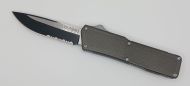Lightning Supreme Gray D/A OTF Automatic Knife Drop Point Two Tone Serrated