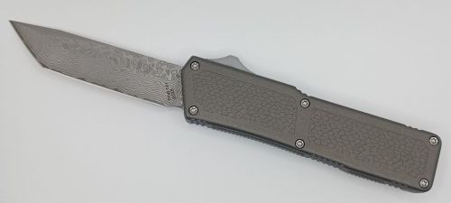 Lightning Supreme Gray D/A OTF Automatic Knife Tanto Point Damascus Plain