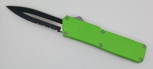 Lightning Supreme Slime Green D/A OTF Automatic Knife Dagger Point Two Tone Serrated