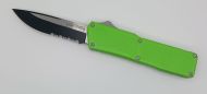 Lightning Supreme Green D/A OTF Automatic Knife Drop Point Two Tone Serrated