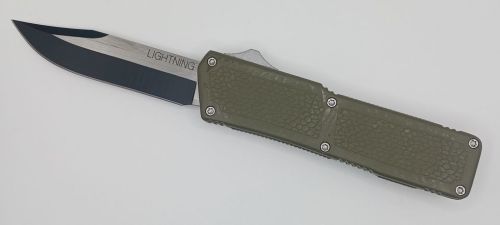 Lightning Supreme OD Green D/A OTF Automatic Knife Clip Point Two Tone Plain