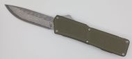 Lightning Supreme OD Green D/A OTF Automatic Knife Drop Point Damascus Plain