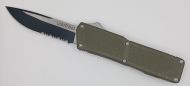 Lightning Supreme OD Green D/A OTF Automatic Knife Drop Point Two Tone Serrated