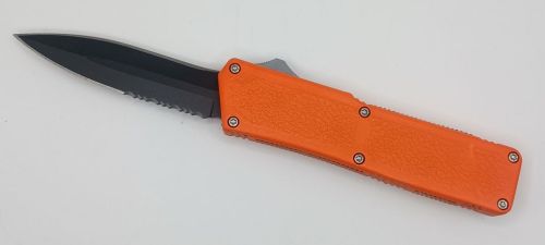 Lightning Supreme Orange D/A OTF Automatic Knife Dagger Point Black Serrated