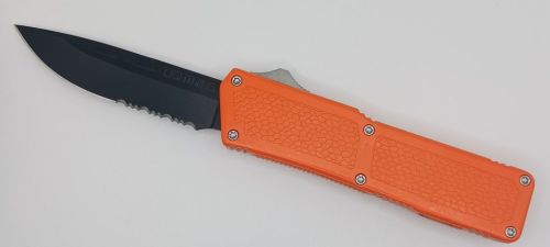 Lightning Supreme Orange D/A OTF Automatic Knife Drop Point Black Serrated