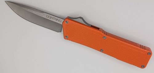 Lightning Supreme Orange D/A OTF Automatic Knife Drop Point Satin Plain