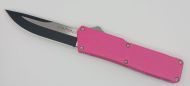 Lightning Supreme Pink D/A OTF Automatic Knife Drop Point Two Tone Plain