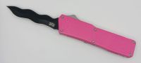Lightning Supreme Pink D/A OTF Automatic Knife Kris Point Black Plain