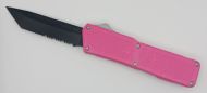 Lightning Supreme Pink D/A OTF Automatic Knife Tanto Point Black Serrated