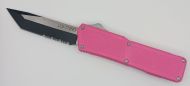 Lightning Supreme Pink D/A OTF Automatic Knife Tanto Point Two Tone Serrated