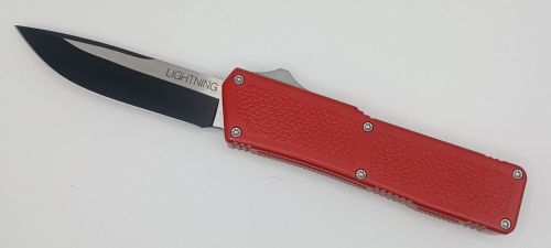 Lightning Supreme Red D/A OTF Automatic Knife Drop Point Two Tone Plain