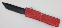 Lightning Supreme Red D/A OTF Automatic Knife Tanto Point Black Serrated