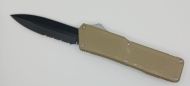 Lightning Supreme Tan D/A OTF Automatic Knife Dagger Point Black Serrated