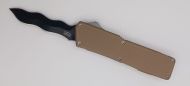 Lightning Supreme Tan D/A OTF Automatic Knife Kris Point Black Plain