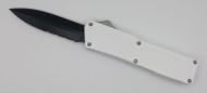 Lightning Supreme White D/A OTF Automatic Knife Dagger Point Black Serrated