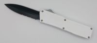 Lightning Supreme White D/A OTF Automatic Knife Dagger Point Black Serrated