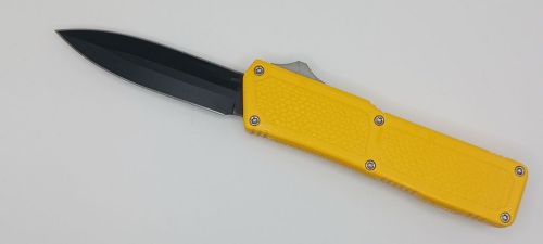 Lightning Supreme Yellow D/A OTF Automatic Knife Dagger Point Black Plain