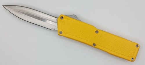Lightning Supreme Yellow D/A OTF Automatic Knife Dagger Point Satin Plain