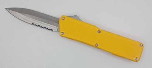 Lightning Supreme Yellow D/A OTF Automatic Knife Dagger Point Satin Serrated