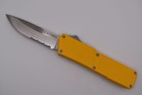 Lightning Supreme Yellow D/A OTF Automatic Knife Drop Point Satin Serrated