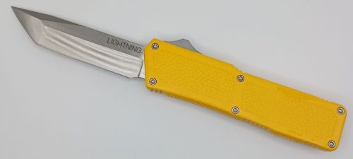 Lightning Supreme Yellow D/A OTF Automatic Knife Tanto Point Satin Plain