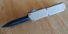 Lightning White D/A OTF Automatic Knife Two Tone Dagger Serrated