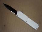 Lightning White OTF D/A Automatic Knife Black Serrated Double Blade