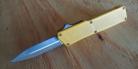 Lightning Yellow D/A OTF Automatic Knife Satin Dagger Serrated