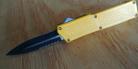 Lightning Yellow D/A OTF Automatic Knife Two Tone Dagger Serrated