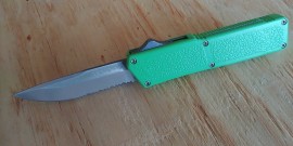 Lightning Zombie Green D/A OTF Automatic Knife Satin DP Serrated